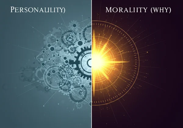 Memvisualkan konsep personaliti (bagaimana) vs. moraliti (mengapa)