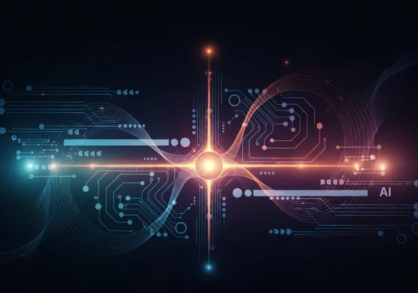 Abstract visualization of AI ethics, human values.