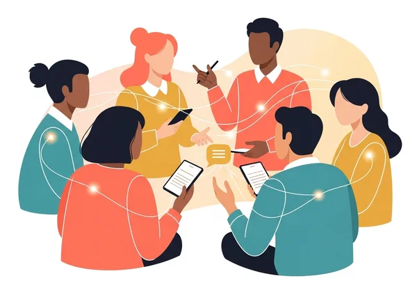 Diverse community in supportive discussion