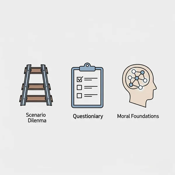 Icons for different types of moral assessment tests.