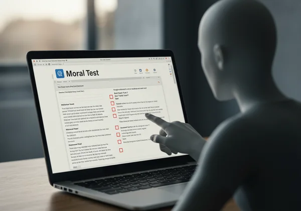A user taking an online moral assessment test.