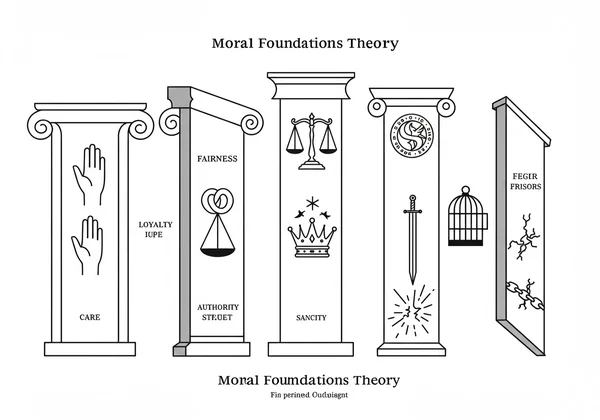 Six distinct pillars representing core moral foundations.