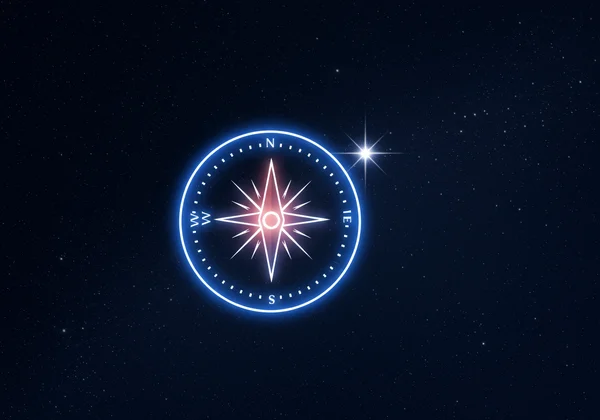 A compass pointing North Star, representing moral guidance