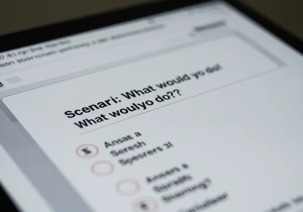 Screen showing ethical dilemma questions for moral test