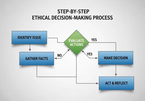 Flowchart for ethical decision-making steps at work